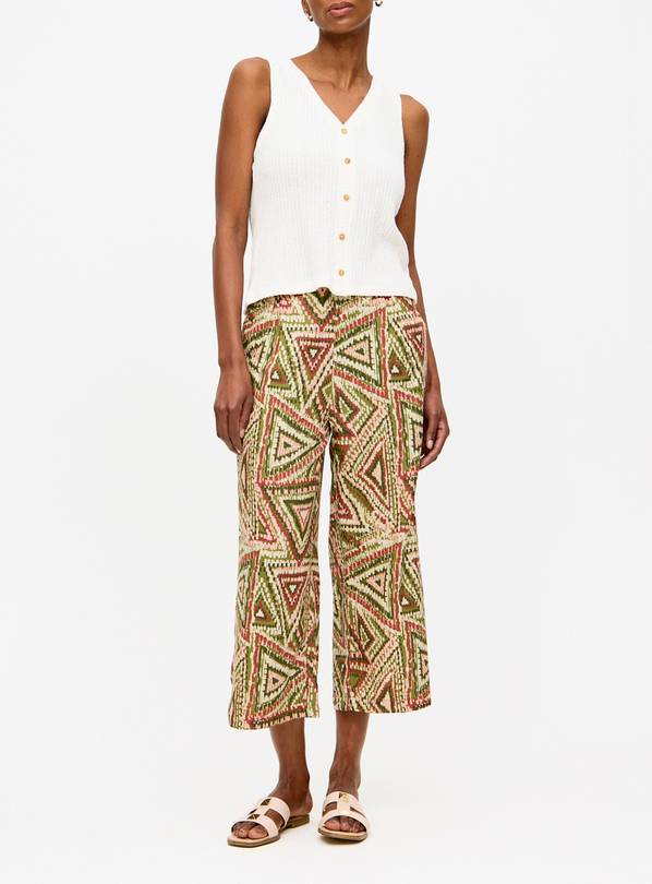 Tribal Print Wide Leg Cropped Trousers 18